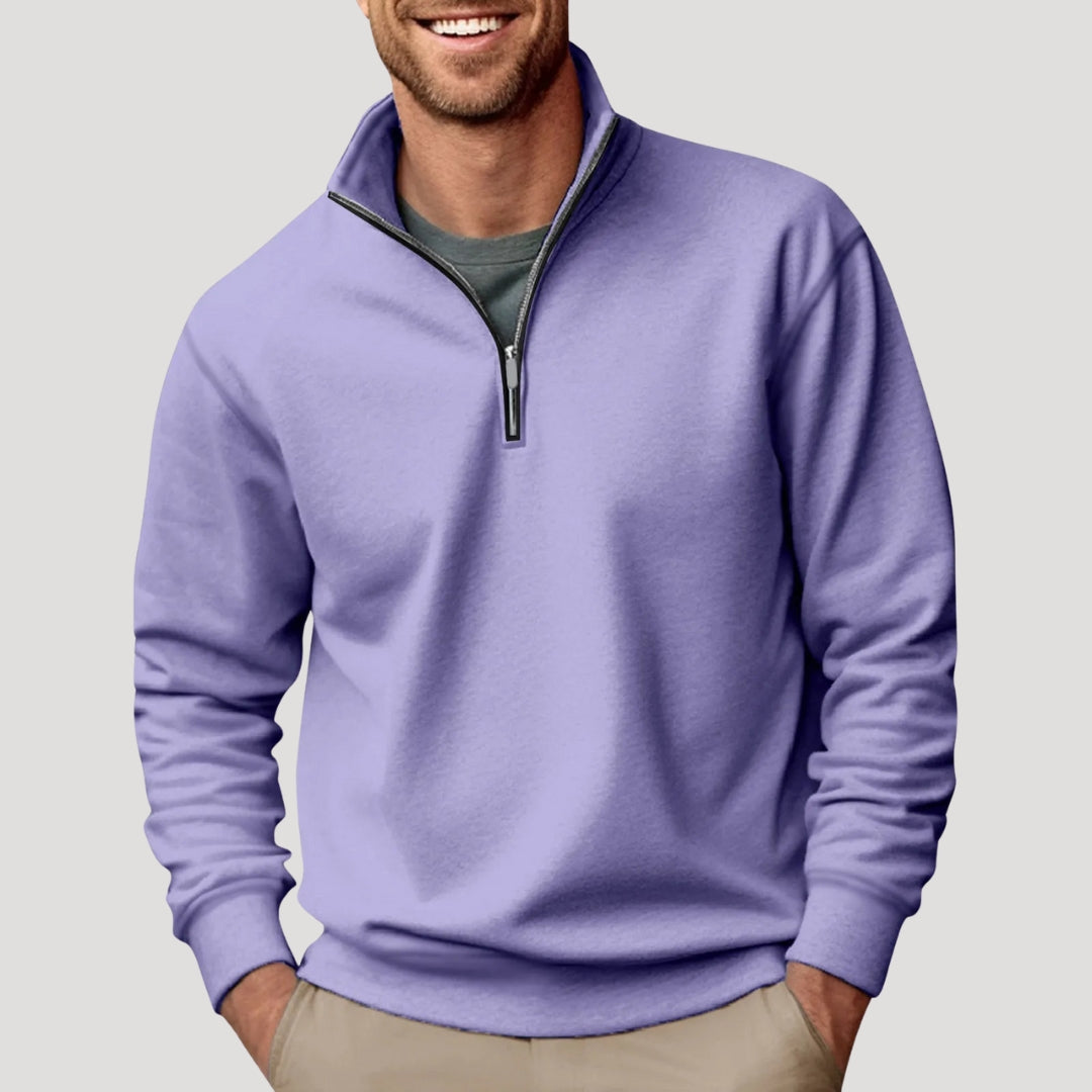 Amawinc Henry Sweatshirt Homme Décontracté Col Zippé Demi Pour Look Décontracté Et Superposition Quotidienne