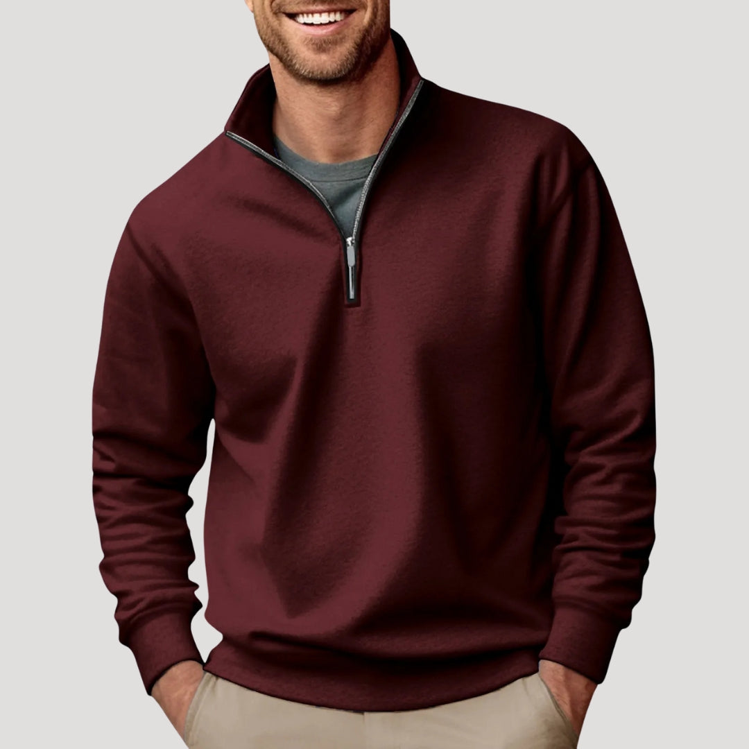Amawinc Henry Sweatshirt Homme Décontracté Col Zippé Demi Pour Look Décontracté Et Superposition Quotidienne