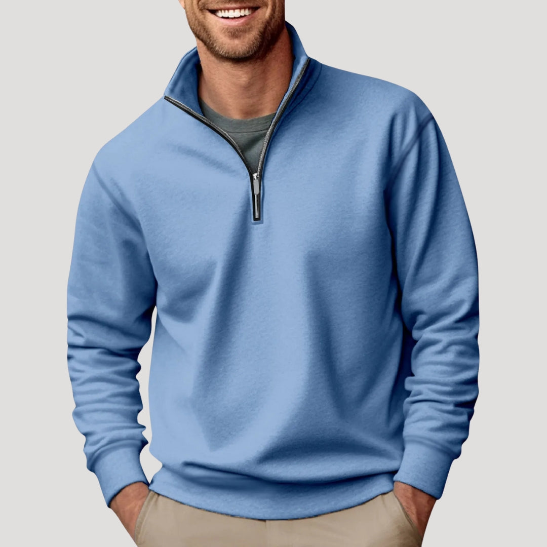 Amawinc Henry Sweatshirt Homme Décontracté Col Zippé Demi Pour Look Décontracté Et Superposition Quotidienne