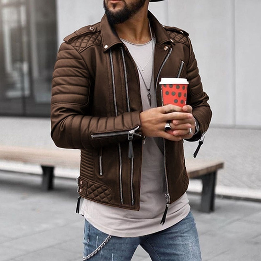 Veste Motard Homme Zip Julian Amawinc Style Cuir Moderne Épaules Matelassées Pour Homme Résistante et Urbaine