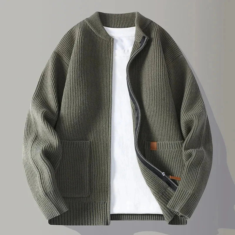 Cardigan Homme En Maille Légère À Fermeture Éclair Complète Avec Poches Frontales Waylynn