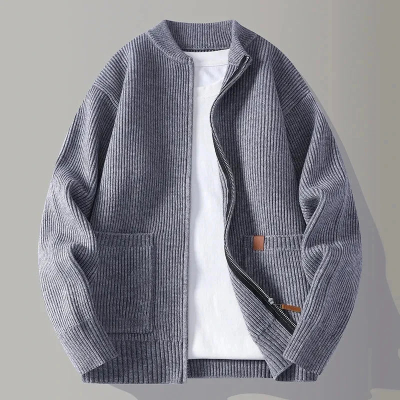 Cardigan Homme En Maille Légère À Fermeture Éclair Complète Avec Poches Frontales Waylynn