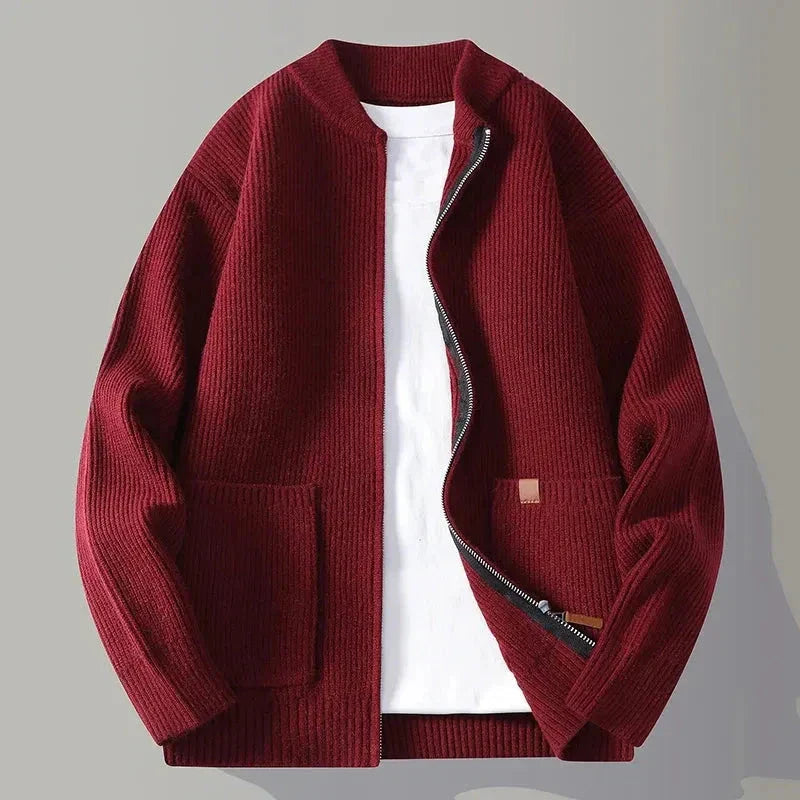 Cardigan Homme En Maille Légère À Fermeture Éclair Complète Avec Poches Frontales Waylynn