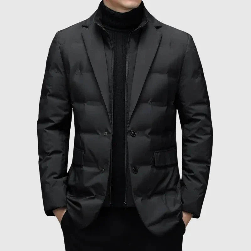 Veste Blazer Matelassée Pour Homme Avec Revers Cranté Et Fermeture À Deux Boutons Pour Confort Par Temps Froid