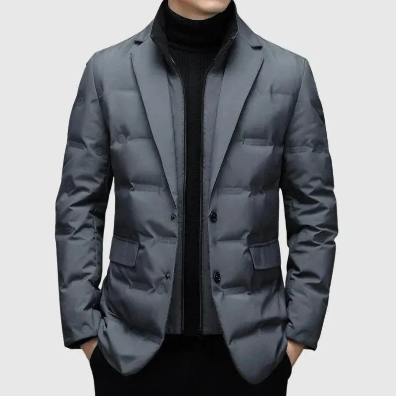 Veste Blazer Matelassée Pour Homme Avec Revers Cranté Et Fermeture À Deux Boutons Pour Confort Par Temps Froid