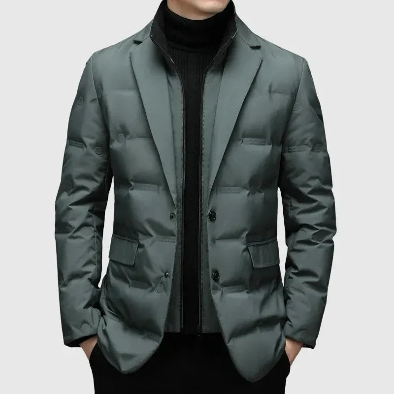 Veste Blazer Matelassée Pour Homme Avec Revers Cranté Et Fermeture À Deux Boutons Pour Confort Par Temps Froid