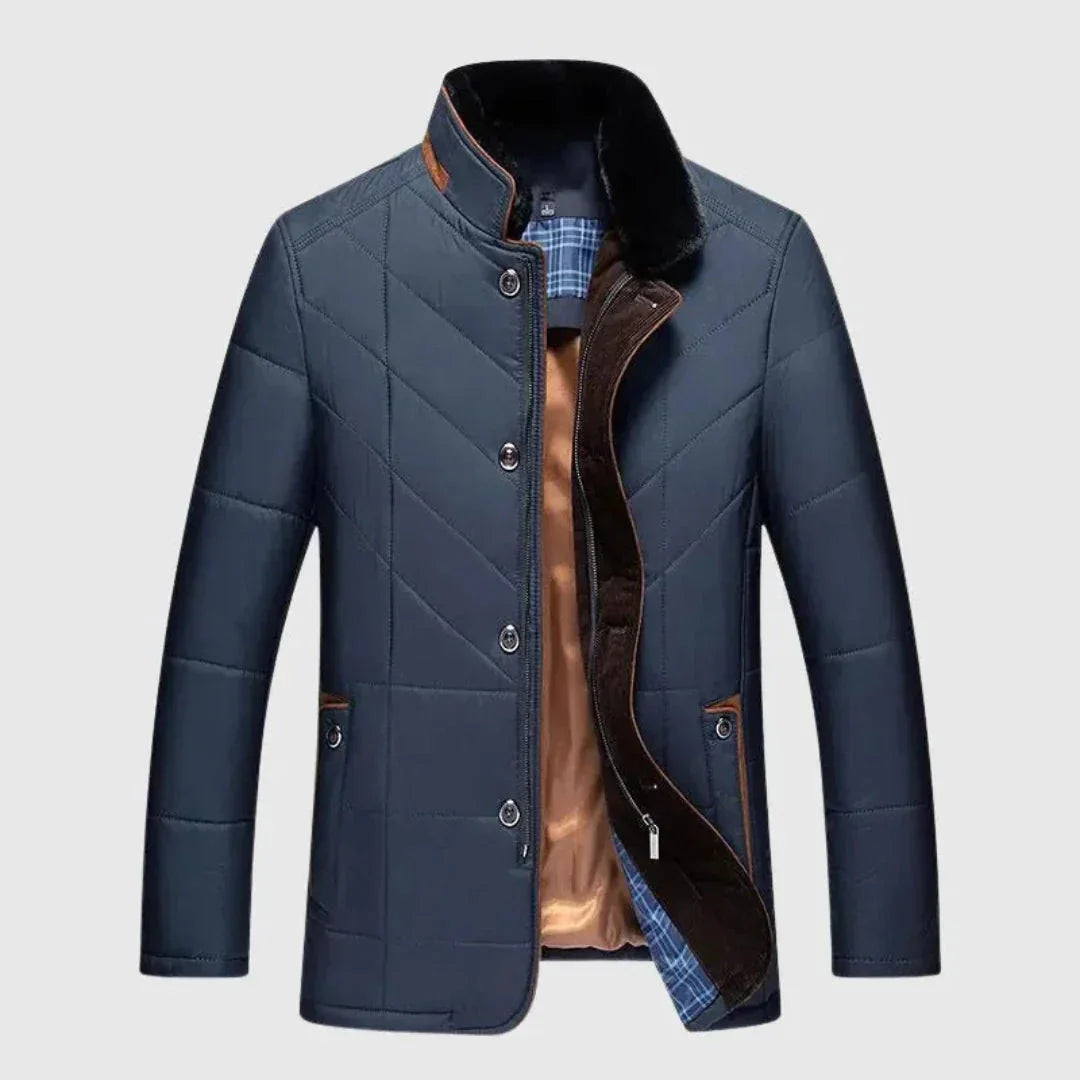 Veste Matelassée Homme Col Debout Rembourrage Léger Waylynn Avec Fermeture Double Zip et Bouton