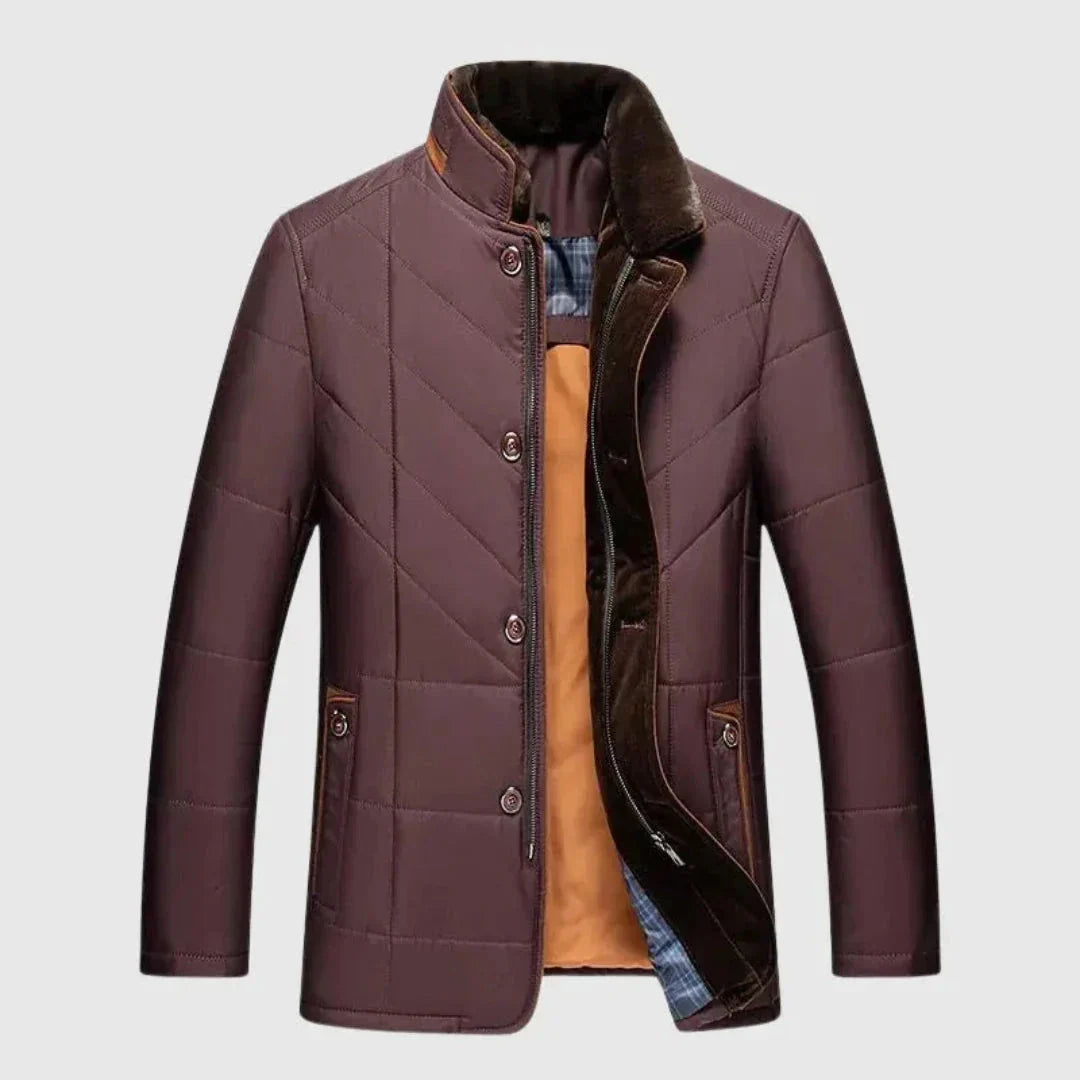 Veste Matelassée Homme Col Debout Rembourrage Léger Waylynn Avec Fermeture Double Zip et Bouton