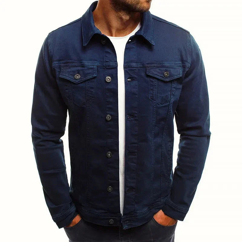 Veste En Jean Olive Slim Avec Boutons Frontaux Et Poches À Rabat Pour Homme Waylynn Tissu Mélangé Coton Élasthanne