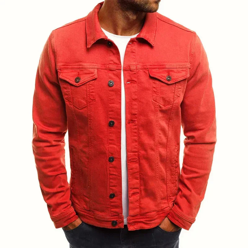 Veste En Jean Olive Slim Avec Boutons Frontaux Et Poches À Rabat Pour Homme Waylynn Tissu Mélangé Coton Élasthanne