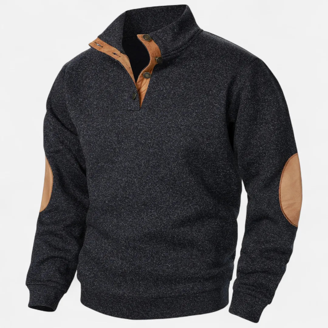 Pull Col Montant En Maille Pour Homme Avec Bordure En Suède Et Patchs Aux Coudes Héritage Inspiré Chaud Et Durable
