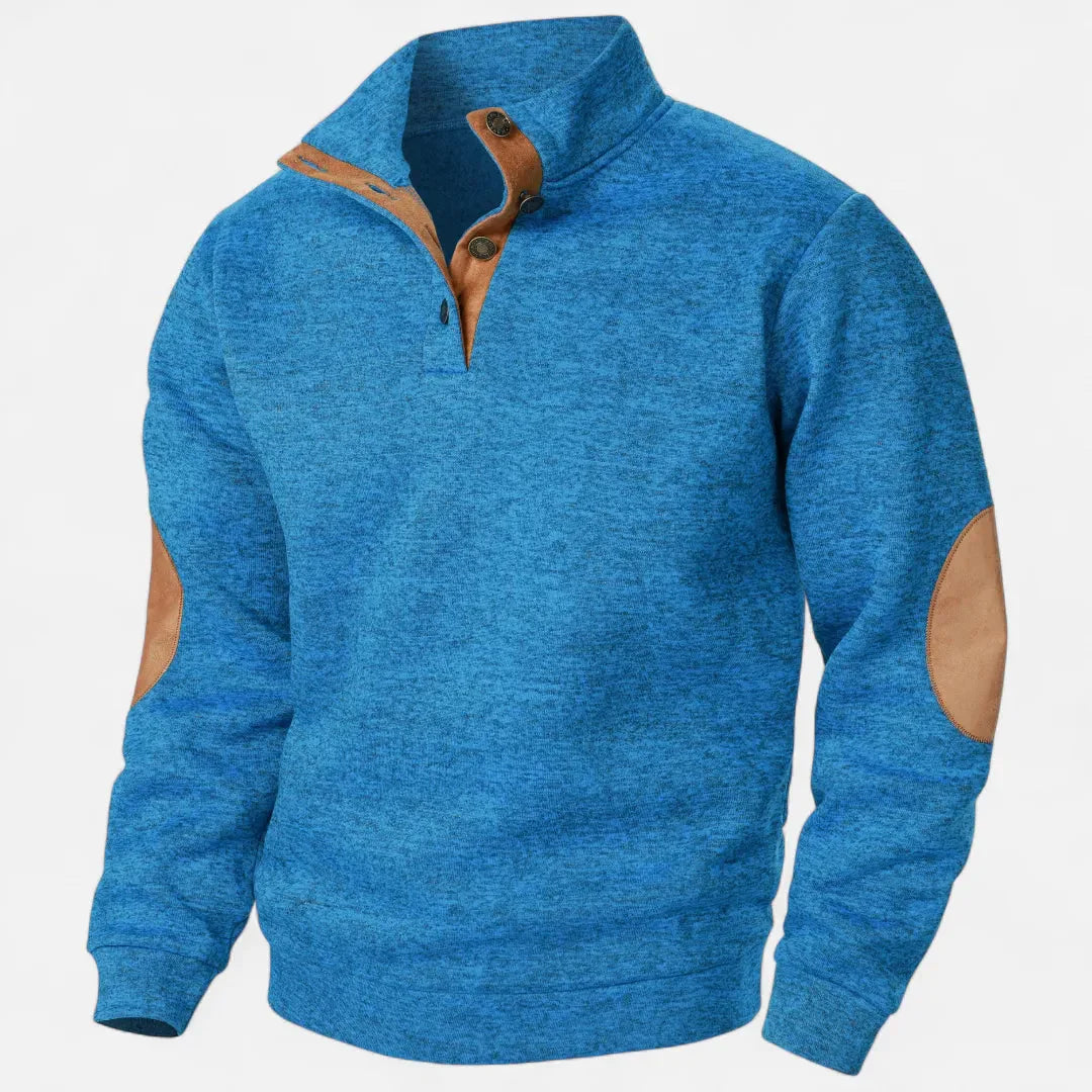 Pull Col Montant En Maille Pour Homme Avec Bordure En Suède Et Patchs Aux Coudes Héritage Inspiré Chaud Et Durable
