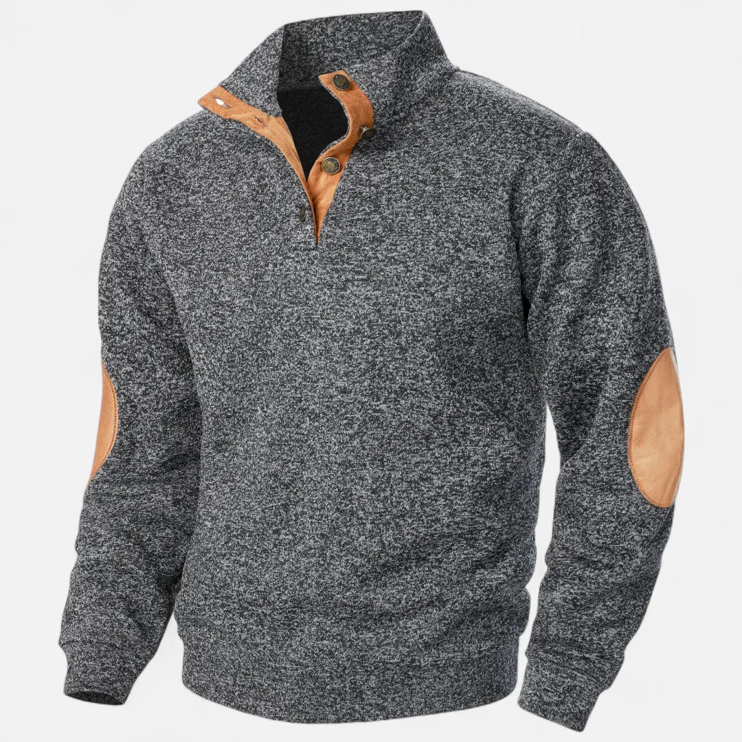 Pull Col Montant En Maille Pour Homme Avec Bordure En Suède Et Patchs Aux Coudes Héritage Inspiré Chaud Et Durable