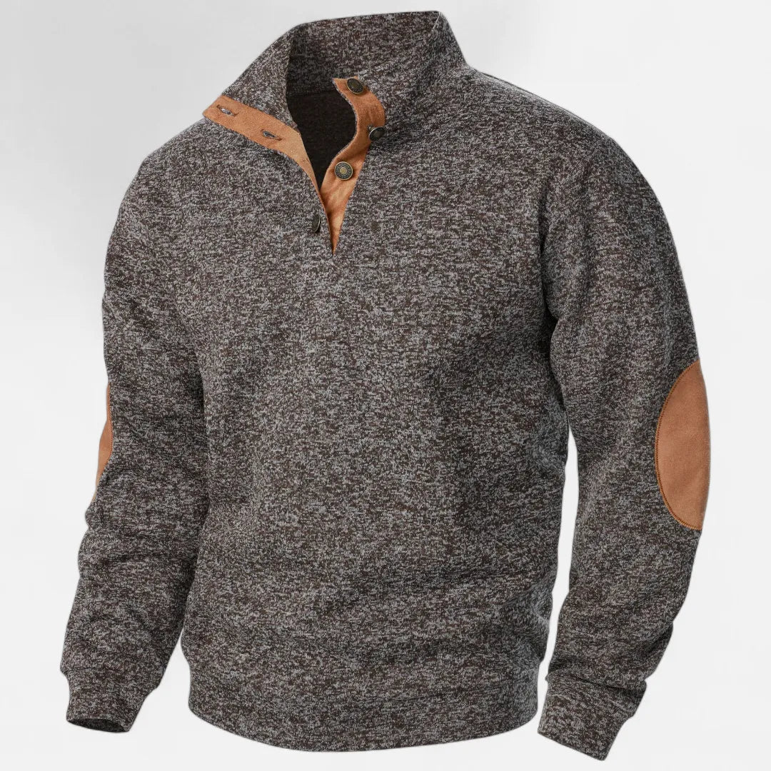 Pull Col Montant En Maille Pour Homme Avec Bordure En Suède Et Patchs Aux Coudes Héritage Inspiré Chaud Et Durable