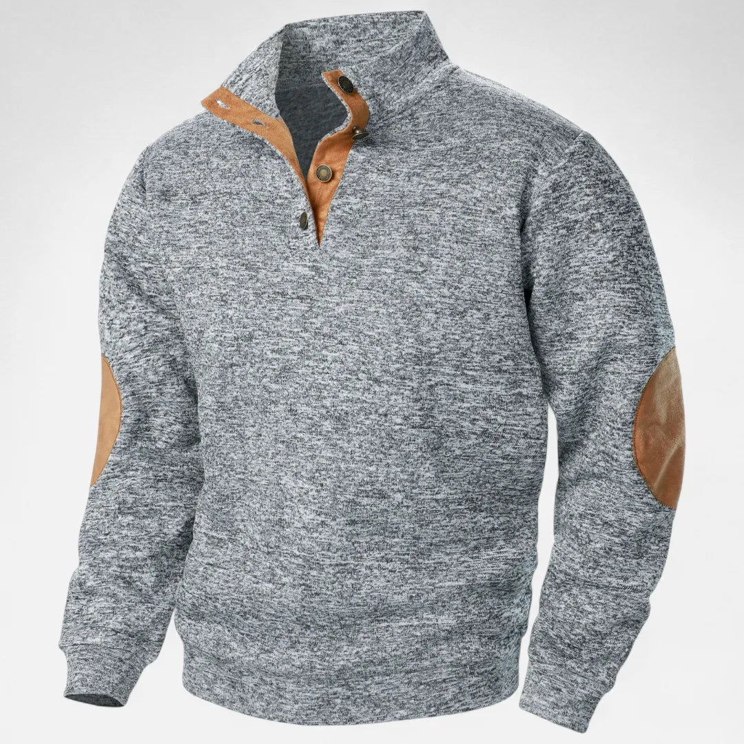 Pull Col Montant En Maille Pour Homme Avec Bordure En Suède Et Patchs Aux Coudes Héritage Inspiré Chaud Et Durable