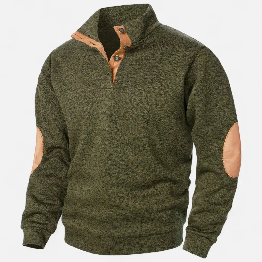 Pull Col Montant En Maille Pour Homme Avec Bordure En Suède Et Patchs Aux Coudes Héritage Inspiré Chaud Et Durable