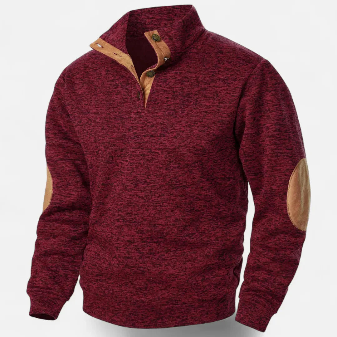 Pull Col Montant En Maille Pour Homme Avec Bordure En Suède Et Patchs Aux Coudes Héritage Inspiré Chaud Et Durable