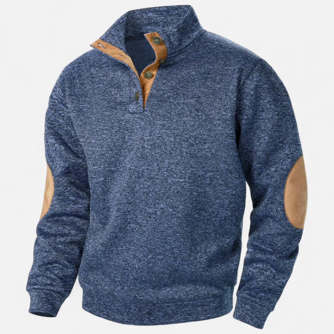 Pull Col Montant En Maille Pour Homme Avec Bordure En Suède Et Patchs Aux Coudes Héritage Inspiré Chaud Et Durable