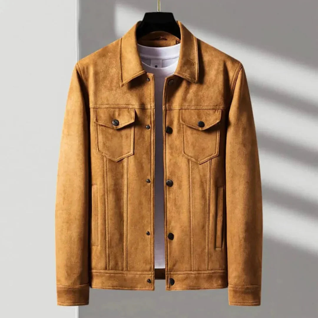 Waylynn Veste En Daim Vintage Pour Homme Avec Boutons Devant Poches De Poitrine Silhouette Taillée