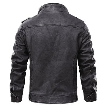 Veste Homme Noire En Cuir Véritable Amawinc Coupe Structurée Classique Polyvalente
