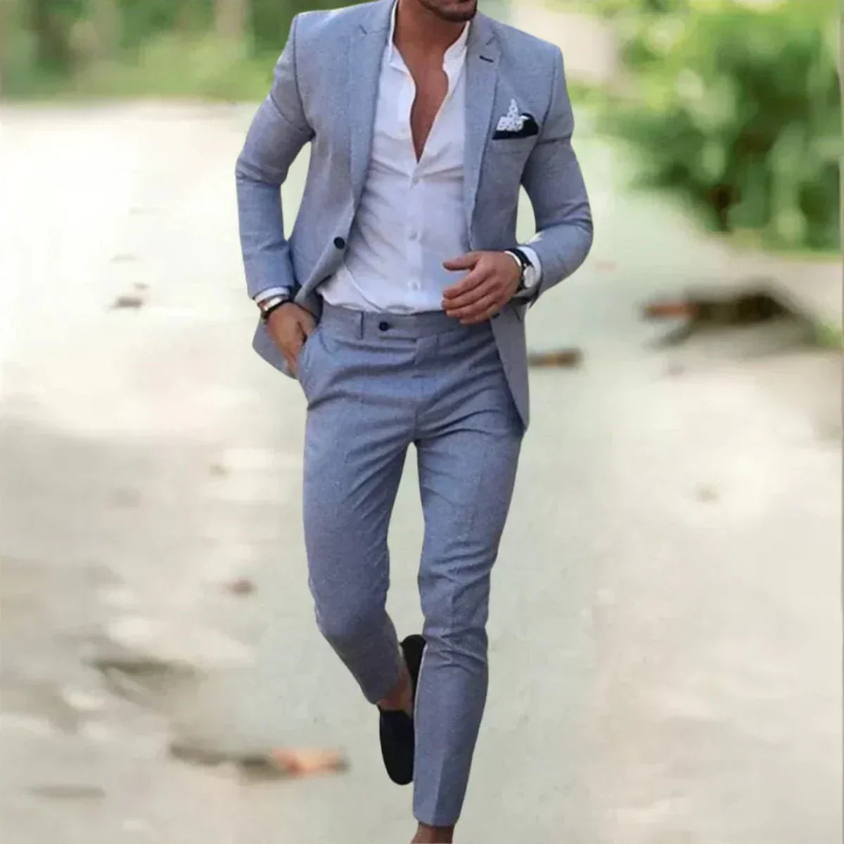 Costume Homme Deux Pièces Slim Fit Bleu Marine Amawinc Pour Réunions Et Événements