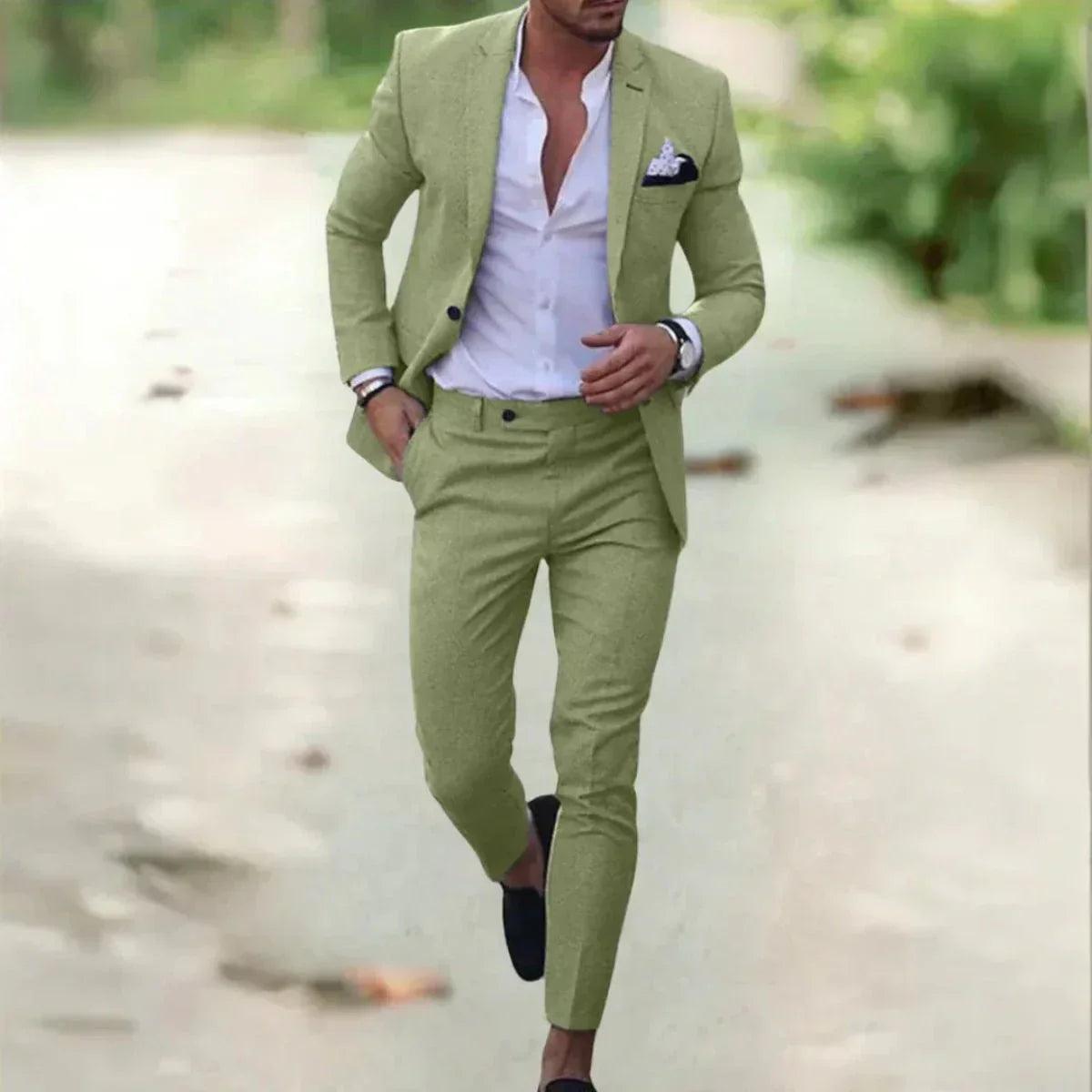 Costume Homme Deux Pièces Slim Fit Bleu Marine Amawinc Pour Réunions Et Événements