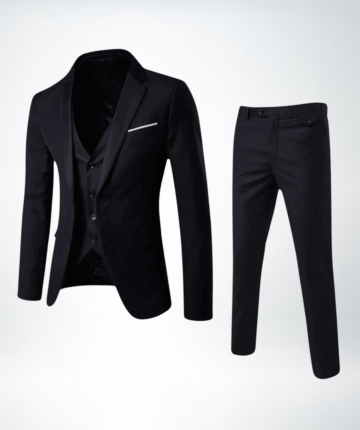 Eric Costume Trois Pièces Bleu Marine Classique Pour Homme Avec Blazer Gilet Pantalon