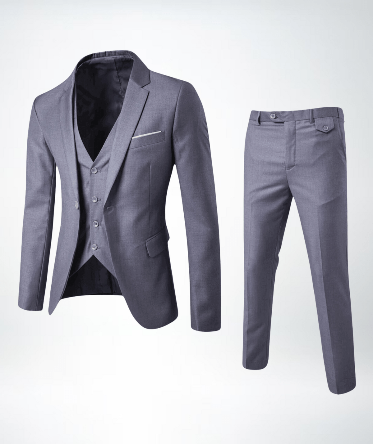 Eric Costume Trois Pièces Bleu Marine Classique Pour Homme Avec Blazer Gilet Pantalon