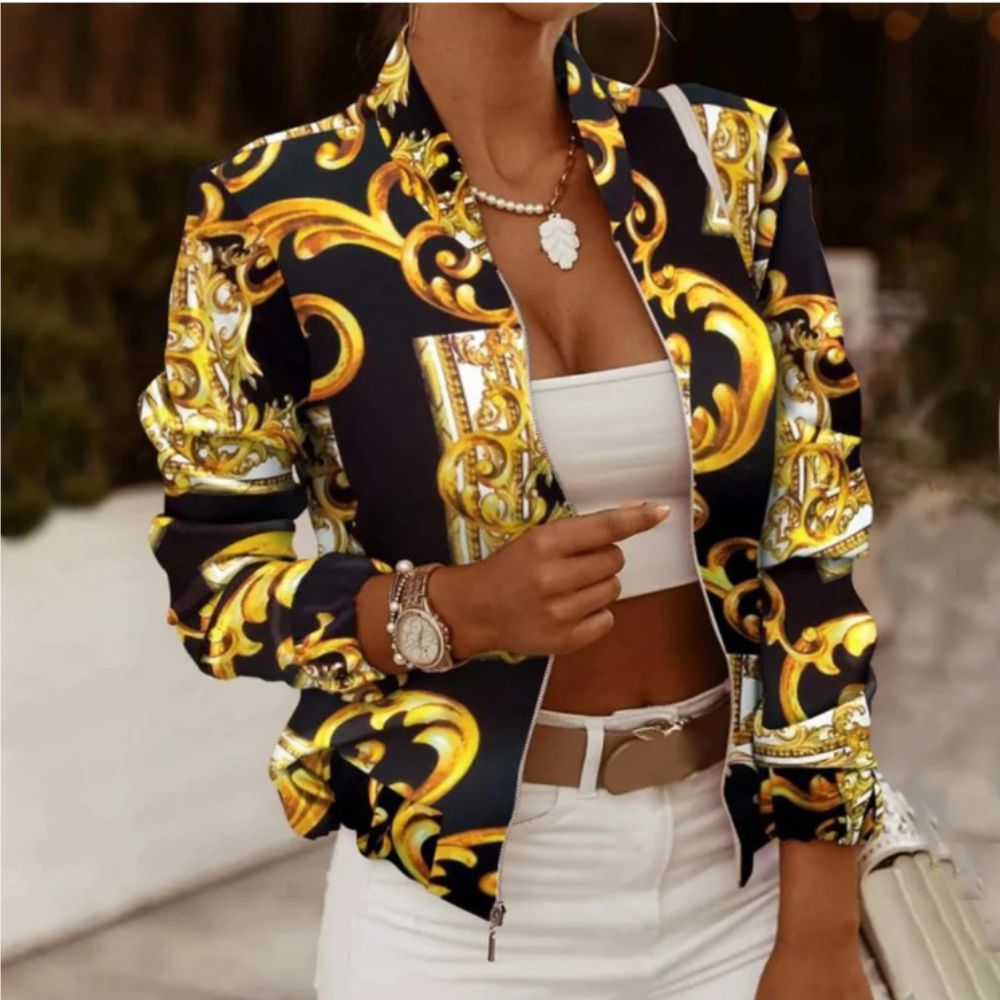 Avelena Bomberjacke mit Retro-Print
