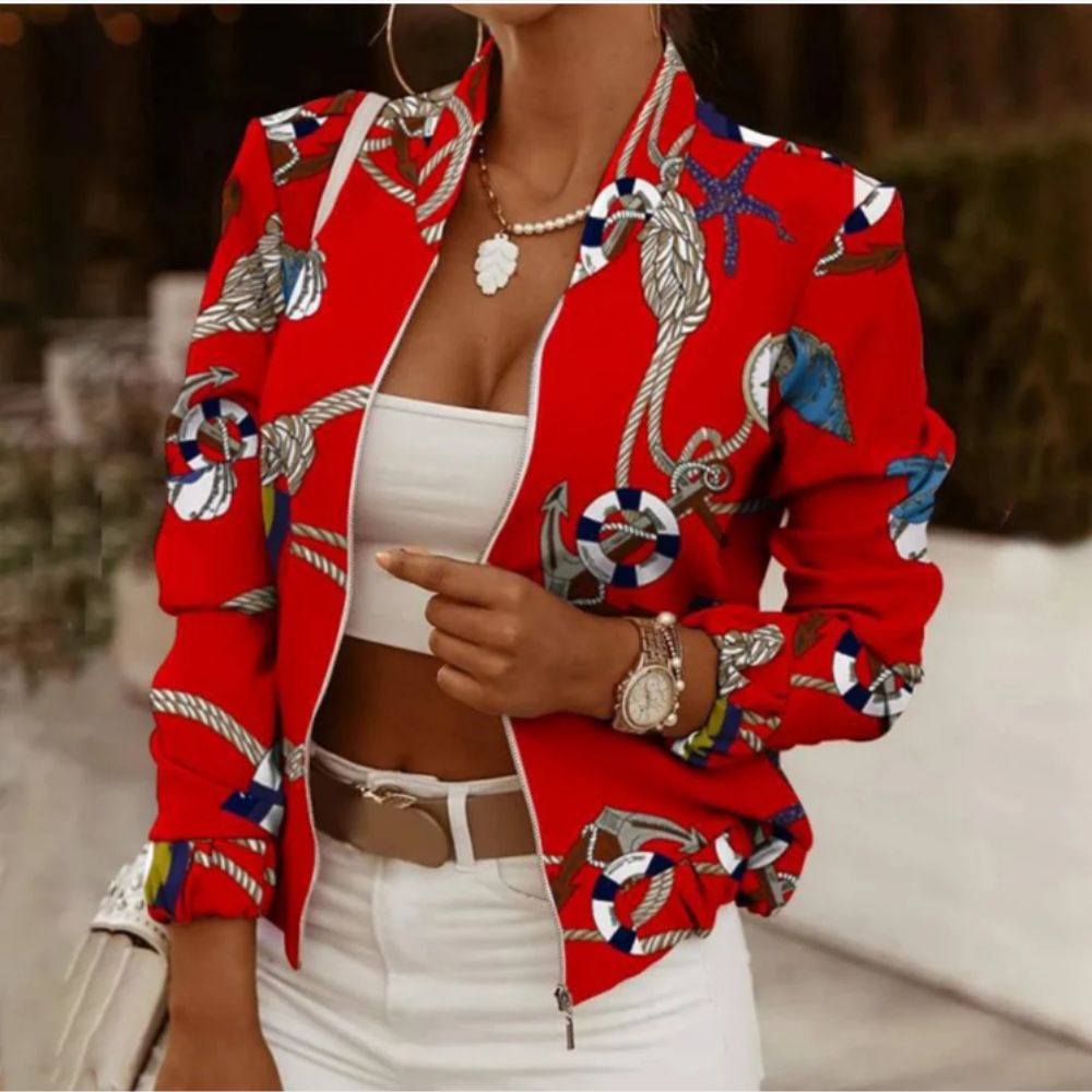Avelena Bomberjacke mit Retro-Print