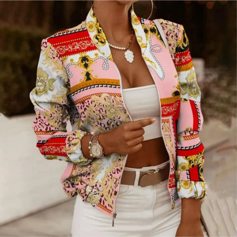 Avelena Bomberjacke mit Retro-Print