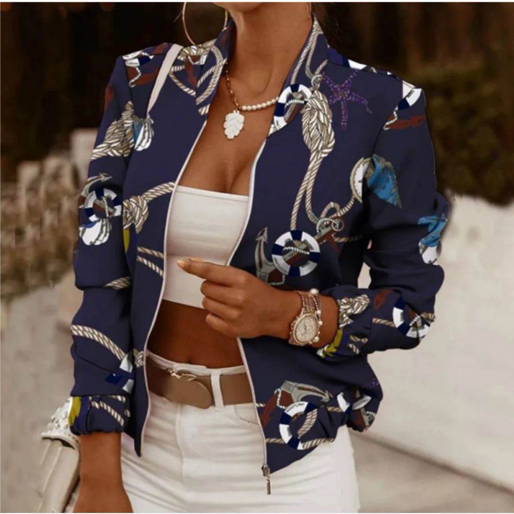 Avelena Bomberjacke mit Retro-Print