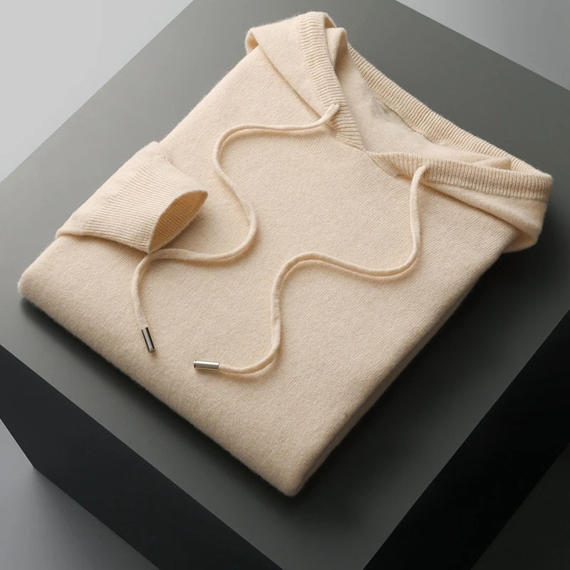 Hoodie En Laine Mérinos Pour Homme Avec Cordon De Serrage Régulation Thermique Et Chaleur D'Hiver