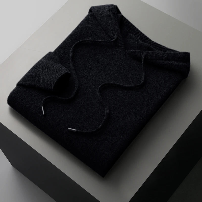 Hoodie En Laine Mérinos Pour Homme Avec Cordon De Serrage Régulation Thermique Et Chaleur D'Hiver