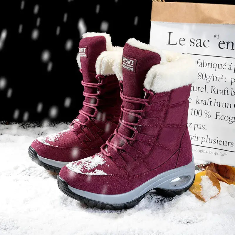 Bottes De Neige Mi Mollet Étanches Pour Femmes Avec Doublure Isolante Et Semelle Antidérapante