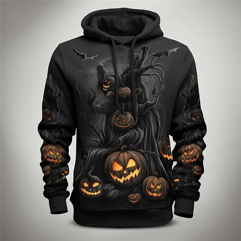 Amawinc Hoodie Citrouille Halloween Luke Avec Motifs En Relief Citrouilles En Mélange Coton Douillet Pour Automne Hiver