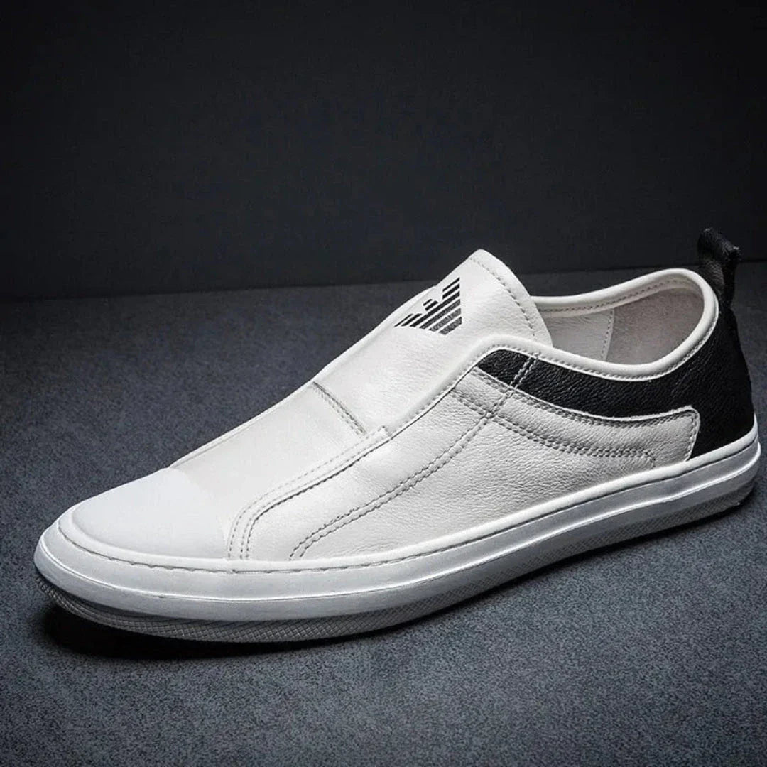 Mikee Baskets Slip On En Cuir Pour Homme Avec Semelle Intérieure Rembourrée Et Semelle En Caoutchouc Durable