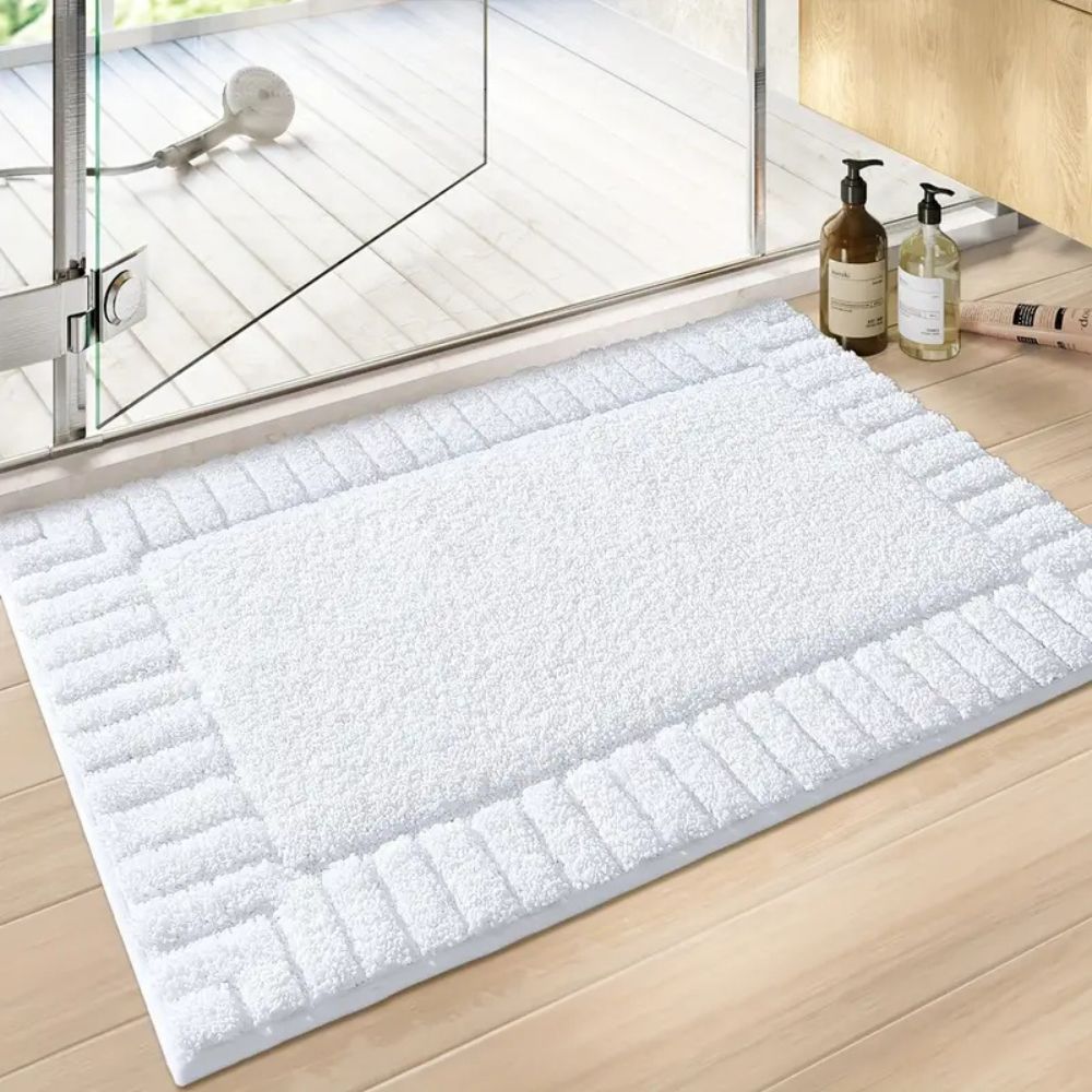 Tapis De Bain Minimaliste En Coton Avec Antidérapant Pour Salle De Bain Doux Et Confortable