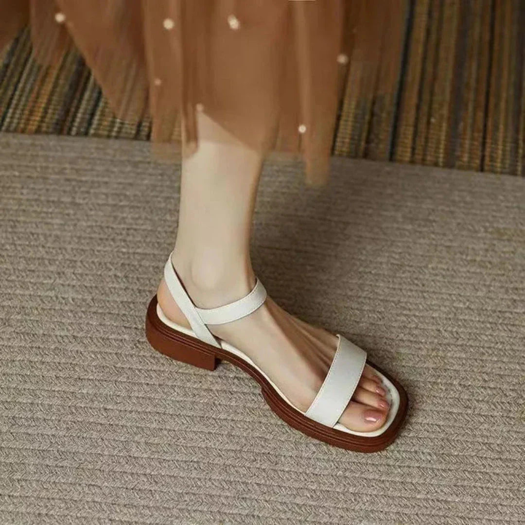 Mitch Sandales Plates Ouvertes À Bride Ajustable En PU Effet Cuir Semelle Rembourrée Confortable Pour Été