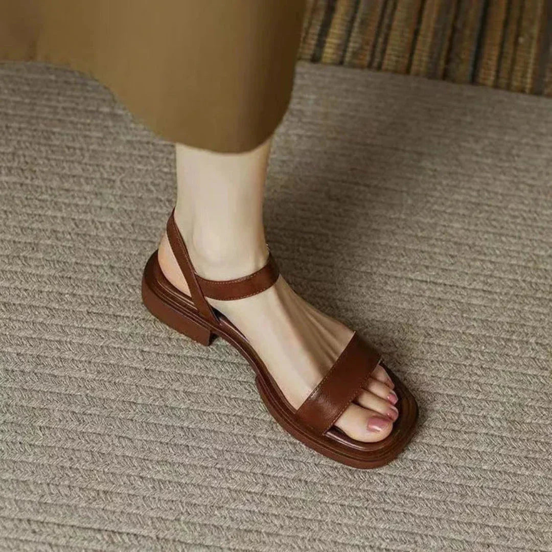 Mitch Sandales Plates Ouvertes À Bride Ajustable En PU Effet Cuir Semelle Rembourrée Confortable Pour Été