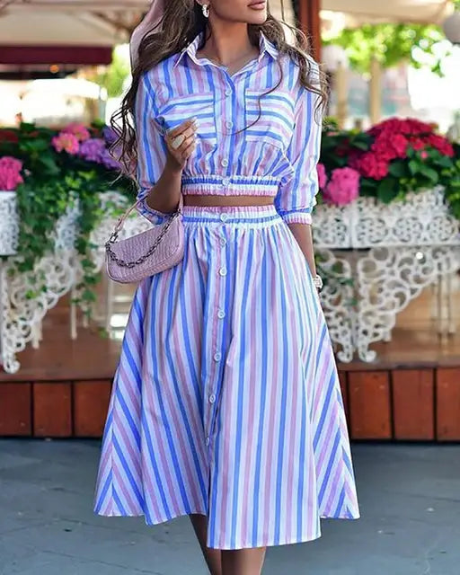 Dianthia: Oberteil-Rock-Set mit Muster