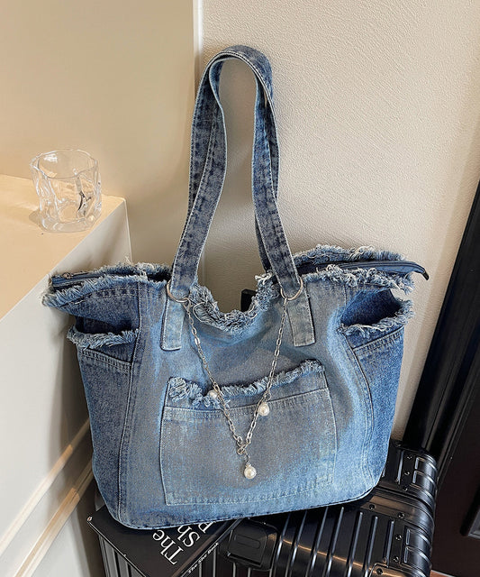 Sacs à bandoulière en denim à franges modernes et à maillons en chaîne - Amawinc