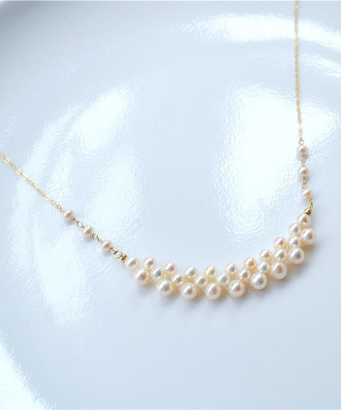 Collier princesse moderne en alliage de cuivre et or avec perles - Amawinc
