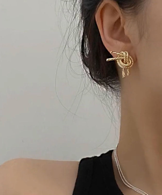Boucles d'oreilles à tige Love modernes en or et cuivre doré - Amawinc
