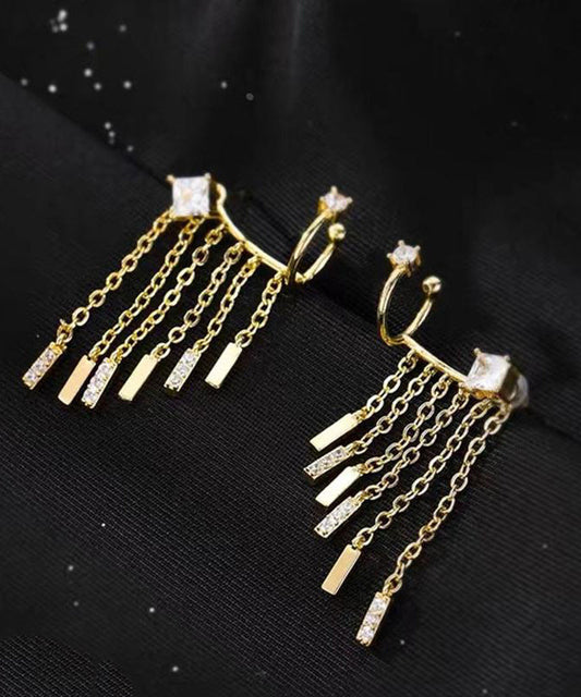 Boucles d'oreilles pendantes modernes en or, cuivre et zircon surdoré - Amawinc