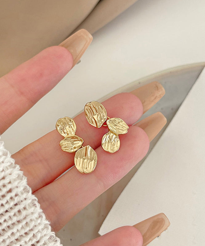Boucles d'oreilles à tige modernes en argent sterling doré - Amawinc