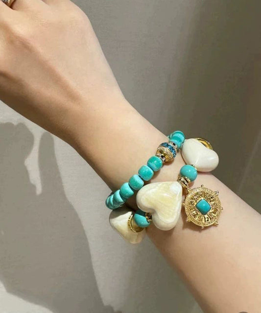 Bracelet à breloques moderne en alliage de cuivre multicolore avec bouchon de lait et fromage - Amawinc