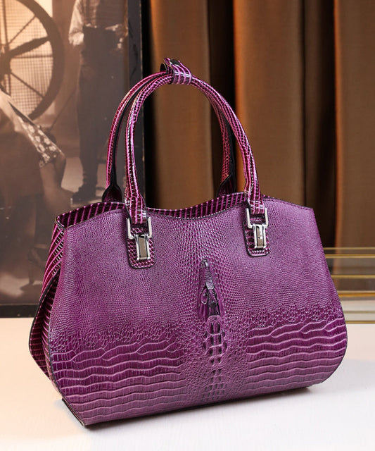 Sac fourre-tout moderne en cuir de veau violet de grande capacité - Amawinc