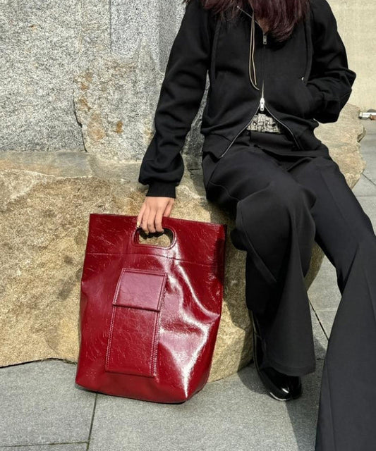 Sac fourre-tout moderne en similicuir rouge de grande capacité - Amawinc
