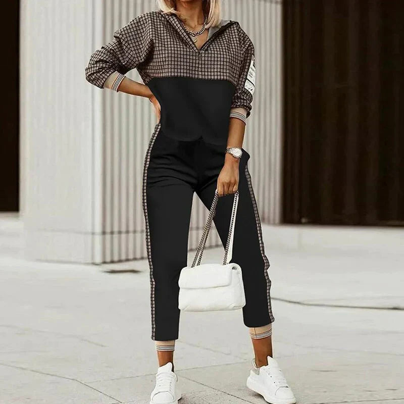 Nicole Ensemble Survêtement Zip Décontracté Pour Femmes Avec Imprimé Animalier Idéal Pour Streetwear et Voyage
